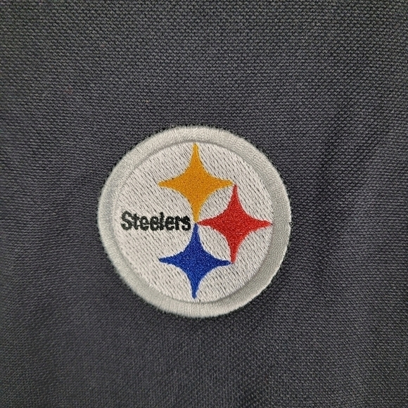 Pittsburgh Steelers Antigua Embroidered Pique Xtra-Lite Black Polo Shirt Sz S - Picture 5 of 7